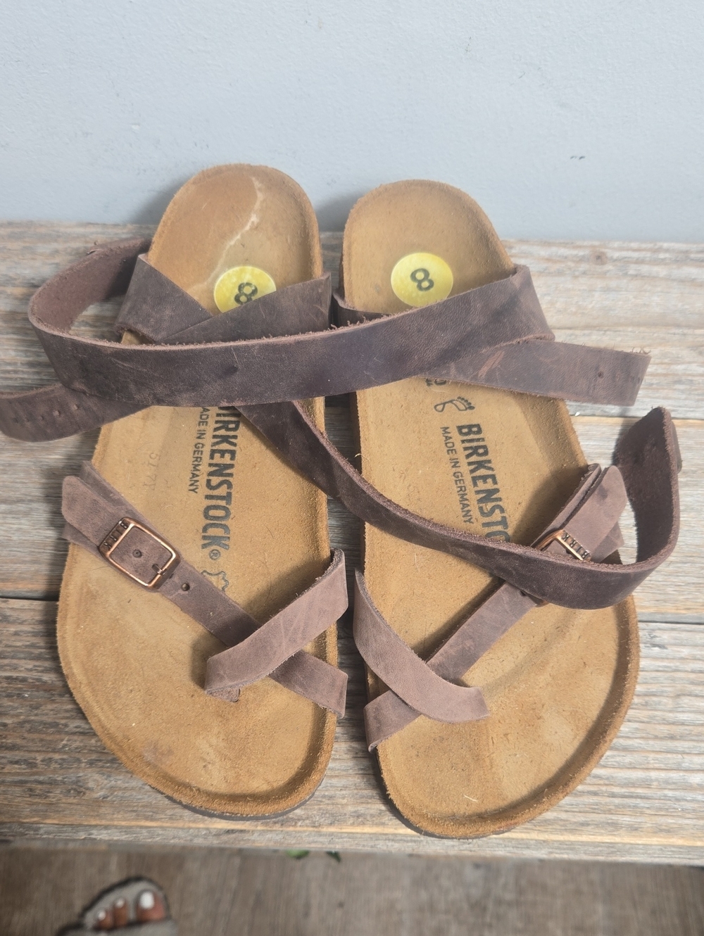 Birkenstock Yara Brown Leather Wrap Strap Sandals